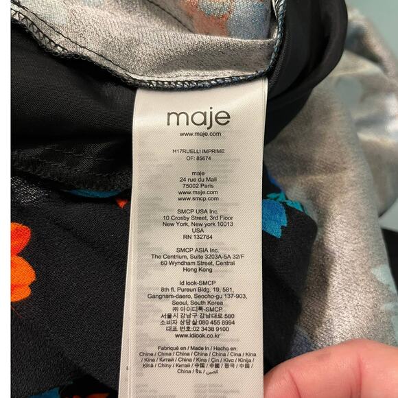 Maje Ruelli Imprime Blue Orange Floral Dress - Picture 9 of 9